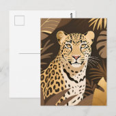 Goldener Leopard Dschungel Boho Wildnis Postkarte (Vorne/Hinten)