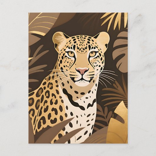 Goldener Leopard Dschungel Boho Wildnis Postkarte (Vorderseite)