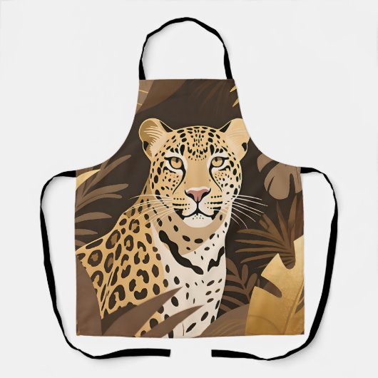 Goldener Leopard Dschungel Boho Wildnis Schürze (Vorderseite)