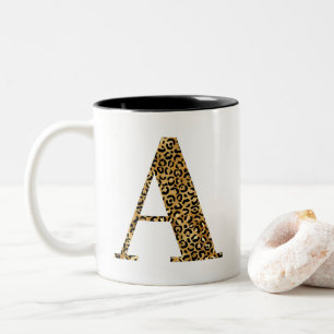 Goldener Leopard Glam Monogramm A Zweifarbige Tasse