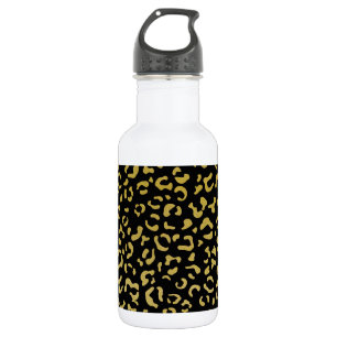 Goldener Leopard, Gold Glitter, Leopardenmuster Edelstahlflasche