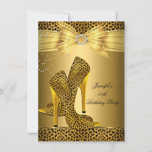 Goldener Leopard High Heel Schwarze Schleife Gebur Einladung
