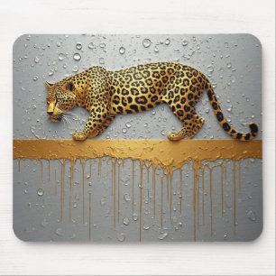 Goldener Leopard mit tropfendem Farbeffekt 🐆 Mousepad