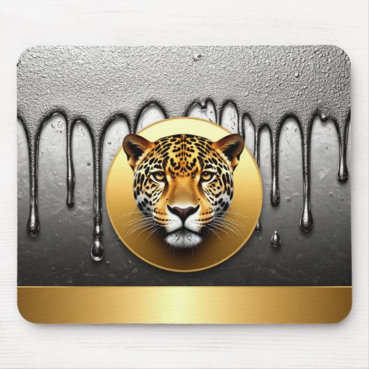Goldener Leopard mit Wasserfalldetails 🐆 Mousepad (Vorne)