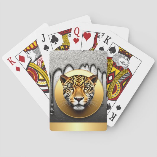 Goldener Leopard mit Wasserfalldetails 🐆 Spielkarten (Rückseite)