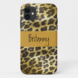 Goldener Leopard-Pelz-Tier-Druck mit Namen Case-Mate iPhone Hülle