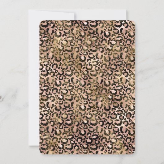 Goldener Leopard Print Glitzer personalisiert Einladung (Rückseite)