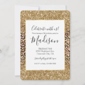 Goldener Leopard Print Glitzer personalisiert Einladung (Vorderseite)