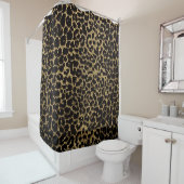 Goldener Leopard: Schwarzer Stoff Luxus. Duschvorhang (Beispiel)