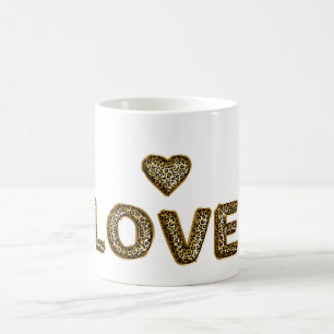 Goldener Leoparden-Druck Liebesherz Kaffeetasse
