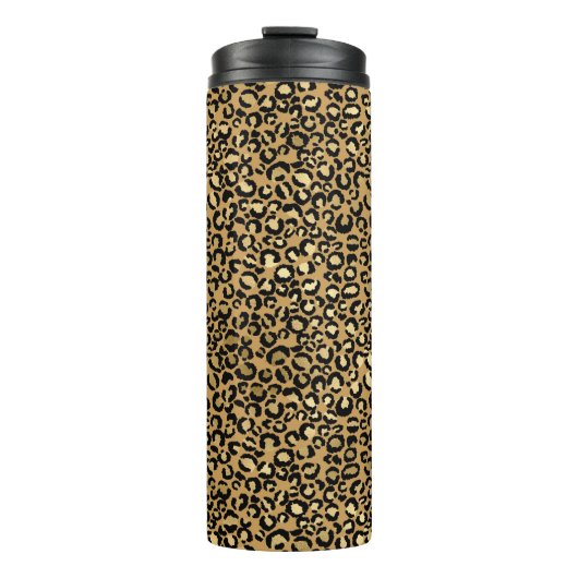 Goldener Leopardendruck Thermosbecher (Vorderseite)