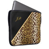 Goldener Leopardenprint, Schwarz & Gold Laptop-Hül Laptopschutzhülle (Vorne Rechts)