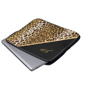 Goldener Leopardenprint, Schwarz & Gold Laptop-Hül Laptopschutzhülle (Vorne Knopf)