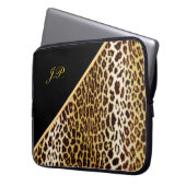 Goldener Leopardenprint, Schwarz & Gold Laptop-Hül Laptopschutzhülle (Vorderseite Links)