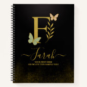 Goldener Letter F Butterfly Notebook-Abdeckung Notizblock (Vorderseite)