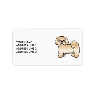 Goldener Lhasa Apso Süßer Cartoon-Hund & Benutzerd Adressaufkleber