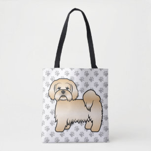 Goldener Lhasa Apso Süßer Cartoon-Hund & Pfoten Tasche