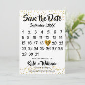 Goldener Liebe Herzkalender Save the Date (Stehend Vorderseite)