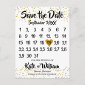 Goldener Liebe Herzkalender Save the Date Ankündigungspostkarte (Vorderseite)
