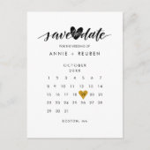 Goldener Liebe Herzkalender Save the Date Postkarte (Vorderseite)