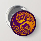 Goldener lila Baum des Lebens Yin Yang Button (Vorne & Hinten)