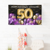 Goldener Lila Glitzer Balloons 50. Geburtstag Banner (Insitu)