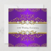 Goldener Lila Swirl 50. Hochzeitstag Einladung (Vorderseite)