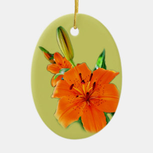 goldener Lilienblumen-Schmuck Keramik Ornament