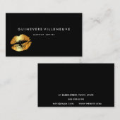 Goldener Lippenkuß auf schwarzer Visitenkarte (Vorne/Hinten)
