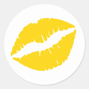 Goldener Lippenstiftabdruck Runder Aufkleber