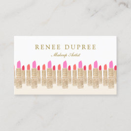 Goldener Lipstick Makeup Artist Schönheitssalon 5 Visitenkarte