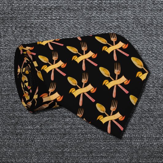 goldener Löffel und Gabel Krawatte