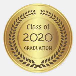 Goldener Lorbeerkranz-Abschluss Runder Aufkleber