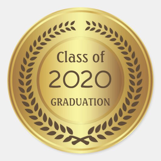 Goldener Lorbeerkranz-Abschluss Runder Aufkleber (Vorderseite)