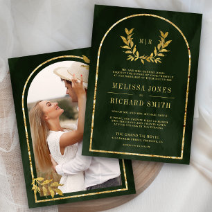 Goldener Lorbeerkranz Blätter Olivgrüne Hochzeit Einladung