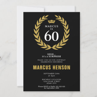 Goldener Lorbeerkranz Krone 60. Geburtstag Überras Einladung