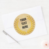 Goldener Lorbeerkranz mit deinen Worten Runder Aufkleber (Umschlag)