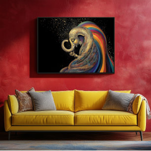 Goldener Lord Ganesha Farbiger Regenbogen Gold Sch Poster