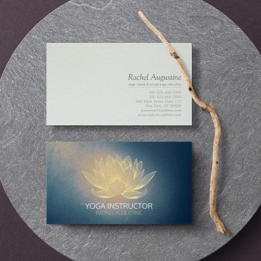 Goldener Lotus und Blue Grunge Yoga Instructor Visitenkarte