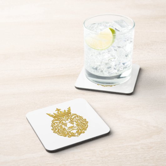 goldener Löwe in der Krone Getränkeuntersetzer (Rechte Seite)