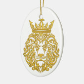 goldener Löwe in der Krone Keramikornament (Links)