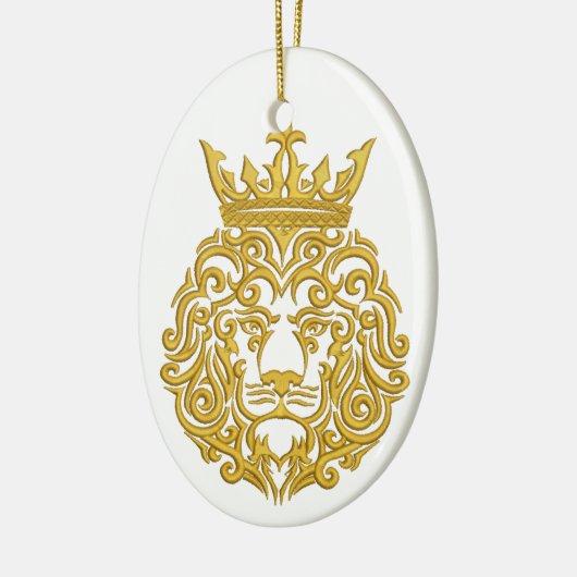 goldener Löwe in der Krone Keramikornament (Links)