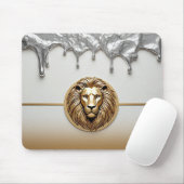 Goldener Löwe Symbol Luxus Metall Stil 🦁 Mousepad (Mit Mouse)