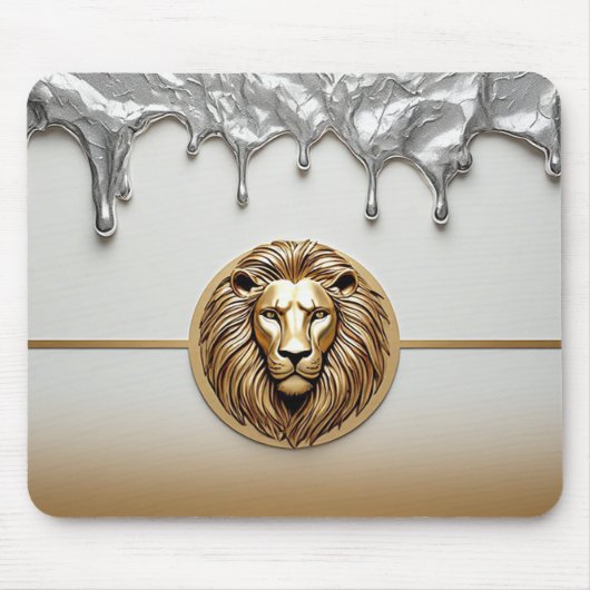 Goldener Löwe Symbol Luxus Metall Stil 🦁 Mousepad (Vorne)