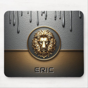 Goldener Löwenkopf mit tropfendem Metall 🦁 Mousepad