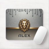 Goldener Löwenrelief mit metallischer Textur 🦁 Mousepad (Mit Mouse)