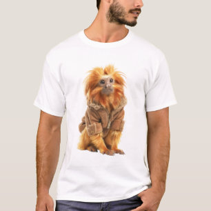 Goldener Löwentamarin in stillem Wintermantel T-Shirt
