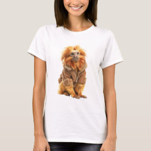 Goldener Löwentamarin in stillem Wintermantel T-Shirt