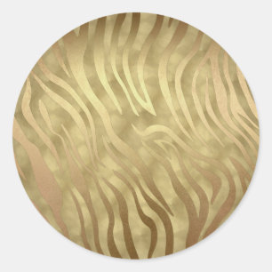 Goldener Luxus Luxuriöser Zebra Dschungel Safari G Runder Aufkleber