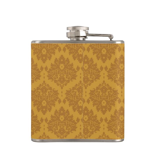 Goldener Luxusdamast Flachmann (Rückseite)